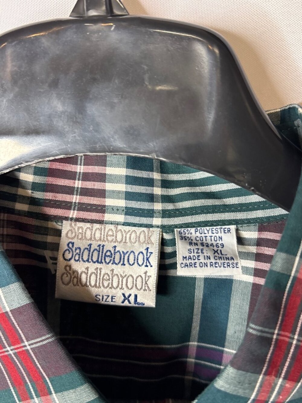 Saddlebrook Mens Button Down Shirt Size XL Plaid Multicolor Vintage New - Picture 5 of 5